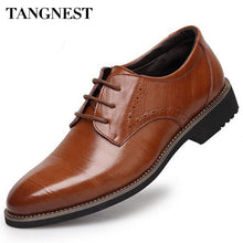 Tangnest High-Quality Men Shoes Fashion Split Leather Men Business Flats Casual Lace-Up Bullock Oxfords Shoes Man XMP367
