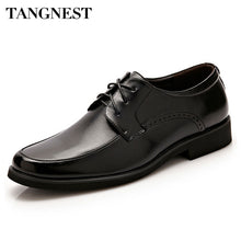 Tangnest New Men Dress Flats Fashion Round Toe Lace-Up Men Formal Shoes Black Casual Business Shoes Size 38~44 XMP615