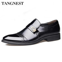 Tangnest Brand Men Patent Leather Oxfords Fashion Pointed Toe Business Flats For Man Slip On Dress Shoes Man Formal Shoes XMP739