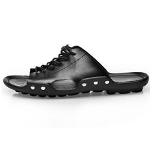 Tangnest Men Lace UP Sandals Retro PU Leather Slippers Men Casual Open Toe Beach Shoes Cut-out Sandals Size 38~44 XMT18