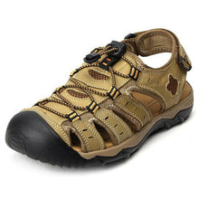 Tangnest Men Summer Genuine Leather Sandals Big Size 38~47 Men Beach Sandals Breathable Man Fisherman Shoes Mesh Sandals XML183