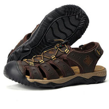 Tangnest Men Summer Genuine Leather Sandals Big Size 38~47 Men Beach Sandals Breathable Man Fisherman Shoes Mesh Sandals XML183