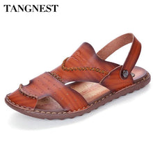 Tangnest Fashion Man Beach Sandals Summer Slip On Rubber Soft Breathable Retro Man Flats Men Leisure Sewing Slipper XML213