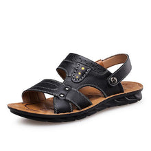 Tangnest Summer Man Casual Sandals Fashion Leather Slip-On Solid Man Breathable Open Toe Flats Male Leisure Shoes XML225