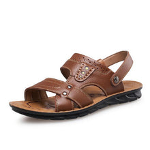 Tangnest Summer Man Casual Sandals Fashion Leather Slip-On Solid Man Breathable Open Toe Flats Male Leisure Shoes XML225
