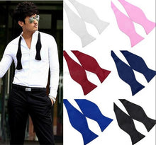 Men Bowties Solid Color Plain Silk Self Tie Bow Ties Multi-Colors
