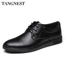 Tangnest Man's Solid Patchwork Business Shoes Men Handmade PU Leather Shoes Men Classic Casual Lace Up Formal Footwear XMP674