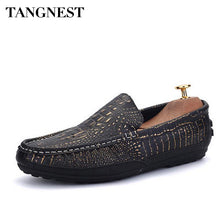 Tangnest Man PU Leather Driving Shoes Crocodile Pattern Shallow Slip-On Moccasins Man Loafers Fashion Men Casual Shoes XMR2531