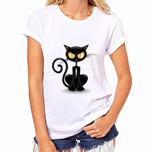 Women All-Match White T Shirt Girls Plus Size Cute Cat Print Tees Shirt Short Sleeve Cotton Female Camiseta Feminina Tee Shirt