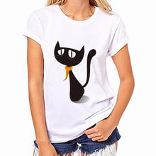 Women All-Match White T Shirt Girls Plus Size Cute Cat Print Tees Shirt Short Sleeve Cotton Female Camiseta Feminina Tee Shirt
