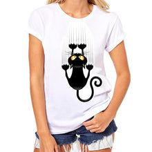 Women All-Match White T Shirt Girls Plus Size Cute Cat Print Tees Shirt Short Sleeve Cotton Female Camiseta Feminina Tee Shirt