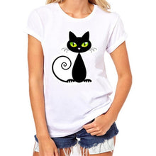 Women All-Match White T Shirt Girls Plus Size Cute Cat Print Tees Shirt Short Sleeve Cotton Female Camiseta Feminina Tee Shirt