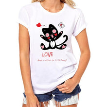 Women All-Match White T Shirt Girls Plus Size Cute Cat Print Tees Shirt Short Sleeve Cotton Female Camiseta Feminina Tee Shirt