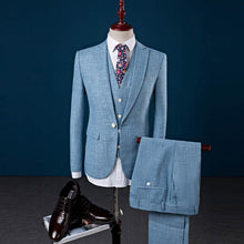 Brand Clothing New High Quality Linen Men's suits 3 Pieces Jackets+Vest+Pants wedding suit for men plus size S-4XL