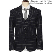 (Jackets+Pants+Vests) New Arrival Black Plaid & Blue Plaid Slim Fit Fashion Brand Men Business Dress Suits F1572