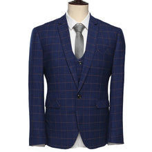 (Jackets+Pants+Vests) New Arrival Black Plaid & Blue Plaid Slim Fit Fashion Brand Men Business Dress Suits F1572