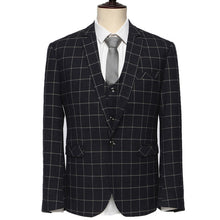 (Jackets+Pants+Vests) New Arrival Black Plaid & Blue Plaid Slim Fit Fashion Brand Men Business Dress Suits F1572