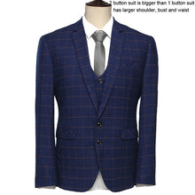 (Jackets+Pants+Vests) New Arrival Black Plaid & Blue Plaid Slim Fit Fashion Brand Men Business Dress Suits F1572