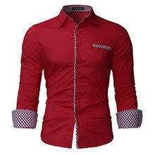 Shirts Men Slim Fit Fashion Casual Long Sleeve Formal Dress Shirt 100% Cotton Masculina Business Shirts Plain Lapel Neck Male