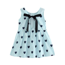 Heart Print Princess Kids Dress Children's Clothing Bowknot Girls Dress One-Piece Sleeveless Backless Colthes For Kids