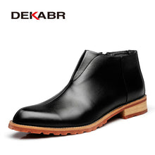 DEKABR Men Boots Fashion High Quality Comfortable Ankle Boots Casual Autumn Genuine Leather Boots Men Flat Shoes Business Shoes