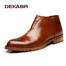 DEKABR Men Boots Fashion High Quality Comfortable Ankle Boots Casual Autumn Genuine Leather Boots Men Flat Shoes Business Shoes