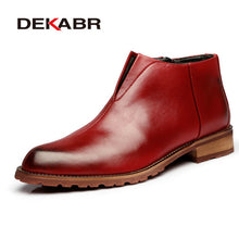 DEKABR Men Boots Fashion High Quality Comfortable Ankle Boots Casual Autumn Genuine Leather Boots Men Flat Shoes Business Shoes