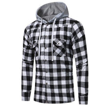 Tops Blusas Men Autumn Slim Fit Check Plaid Fashion New Sportswear Buttons Long Sleeve Casual Blouse Hooded Hoodies Shirt 2018