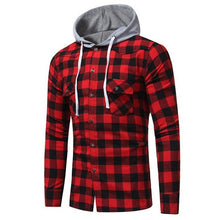 Tops Blusas Men Autumn Slim Fit Check Plaid Fashion New Sportswear Buttons Long Sleeve Casual Blouse Hooded Hoodies Shirt 2018