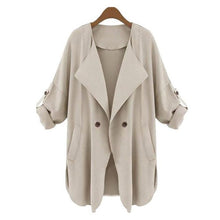 FEITONG Autumn Winter Coat New Arrival Open Stitch Womens Khaki Blue Ruffle Long Sleeve Top Coat Jacket Female Outerwear#3