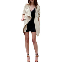 FEITONG Autumn Winter Coat New Arrival Open Stitch Womens Khaki Blue Ruffle Long Sleeve Top Coat Jacket Female Outerwear#3