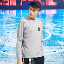Pioneer Camp new long sleeve button T-shirt men brand-clothing casual print T shirt male top quality stretch Tshirt ACT701191