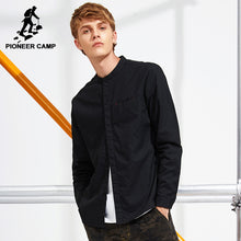 Pioneer Camp new design stand collar shirt men brand clothing solid black casual shirt male top quality 100% cotton ACC701357