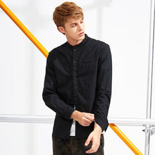 Pioneer Camp new design stand collar shirt men brand clothing solid black casual shirt male top quality 100% cotton ACC701357