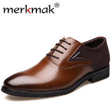 Merkmak Big Size 38-48 New Fashion Men Wedding Party Dress Shoes Black Brown Oxfords Business British Lace-up Men's Flat Shoes