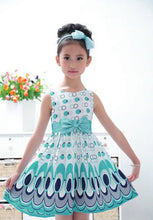 New Kids Girls Bow Belt Sleeveless Bubble Peacock Dress Party Clothing