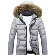 Men Winter Thicken Jacket Warm Padded Coat Fur Collar Fleece Fashion Parka Hooded Outwear Windproof Comfortable Plus Size 3XL