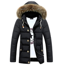 Men Winter Thicken Jacket Warm Padded Coat Fur Collar Fleece Fashion Parka Hooded Outwear Windproof Comfortable Plus Size 3XL