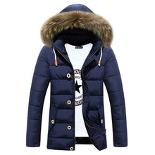 Men Winter Thicken Jacket Warm Padded Coat Fur Collar Fleece Fashion Parka Hooded Outwear Windproof Comfortable Plus Size 3XL
