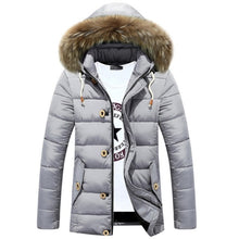 Men Winter Thicken Jacket Warm Padded Coat Fur Collar Fleece Fashion Parka Hooded Outwear Windproof Comfortable Plus Size 3XL
