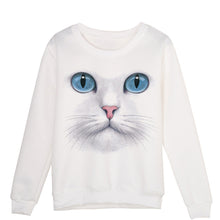 Women 3D Beads Cat Sweatshirt O Neck Pullovers Long Sleeve Blouse Tops