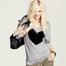 Fashion Women Love Heart Printed Long Sleeved Round Neck