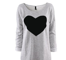 Fashion Women Love Heart Printed Long Sleeved Round Neck