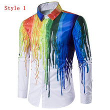 Plus Size 3XL Men Shirt 3D Ink Print Long Sleeve Autumn Spring Casual Slim Fit Hip Pop Streetwear Fashion Dress Shirts Male Top