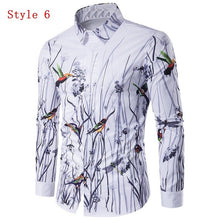 Plus Size 3XL Men Shirt 3D Ink Print Long Sleeve Autumn Spring Casual Slim Fit Hip Pop Streetwear Fashion Dress Shirts Male Top