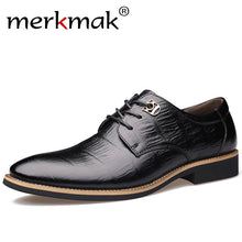 Merkmak 2018 Luxury Brand Men Flats Fashion High Quality Genuine Leather Shoes Mens Lace Up Business Dress Shoes Oxfords For Men
