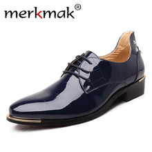 Merkmak Men Oxford Shoes 2018 New Fashion PU Leather Lace-Up Business Men Shoes High Quality Men Dress Shoes Men Flats