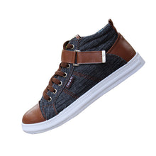 spring autumn men's leisure fashion Board high shoes breathable canvas England style buckel patchwork mix-color flats