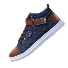 spring autumn men's leisure fashion Board high shoes breathable canvas England style buckel patchwork mix-color flats