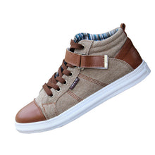 spring autumn men's leisure fashion Board high shoes breathable canvas England style buckel patchwork mix-color flats